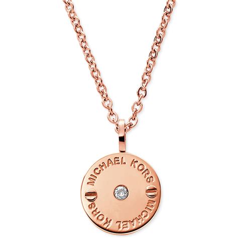 michael kors pave disc necklace gold|14K Rose Gold.